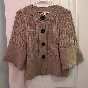 Banana Republic 100% Wool Cardigan with Black Buttons and Three Quarter Sleeves